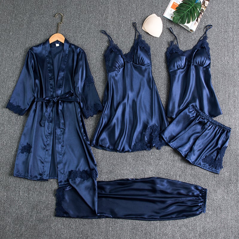 Valentina™️ | Sexy 5-Piece Ice Silk Nightdress Set for Women