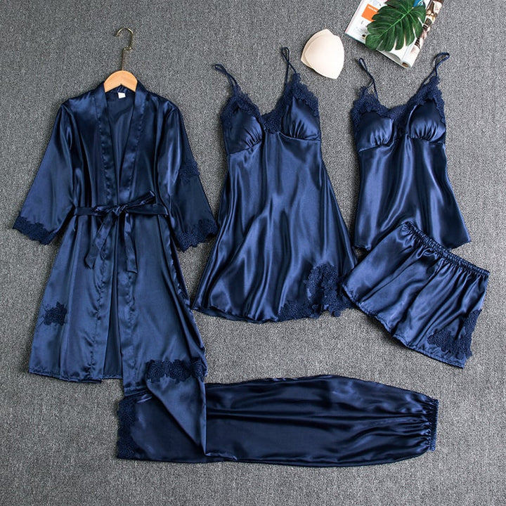 Valentina™️ | Sexy 5-Piece Ice Silk Nightdress Set for Women